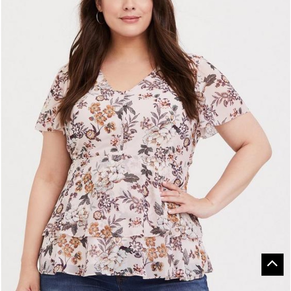 Torrid Pink Chiffon Tiered Blouse - Size 2